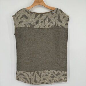 Bryn Walker Women's Textured Sleeveless Top blouse tunic size small Beige